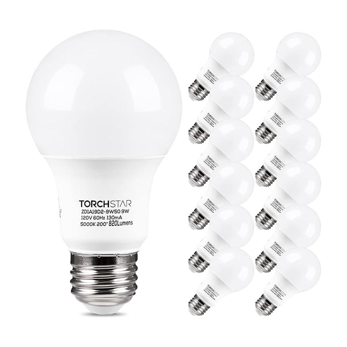 TORCHSTAR Paquete de 12 bombillas LED A19 equivalente a 60