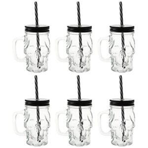 TOPZEA Paquete de 6 tarros de vidrio Mason con asa tazas