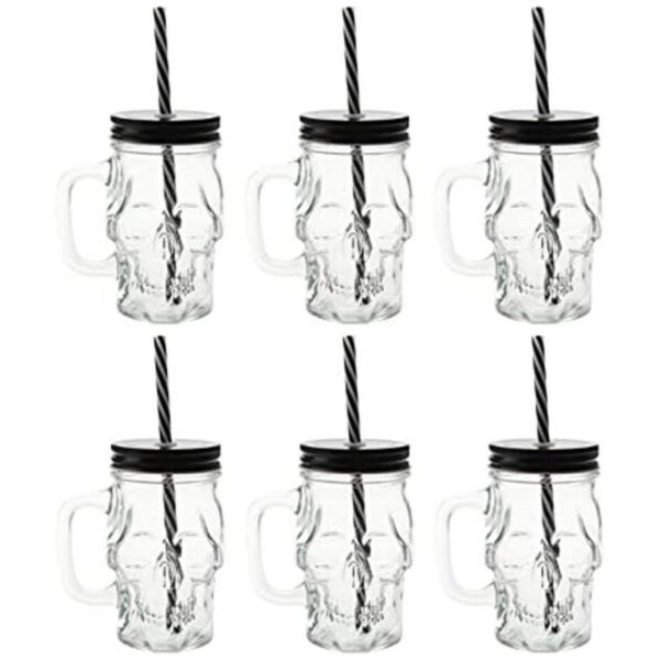 TOPZEA Paquete de 6 tarros de vidrio Mason con asa tazas