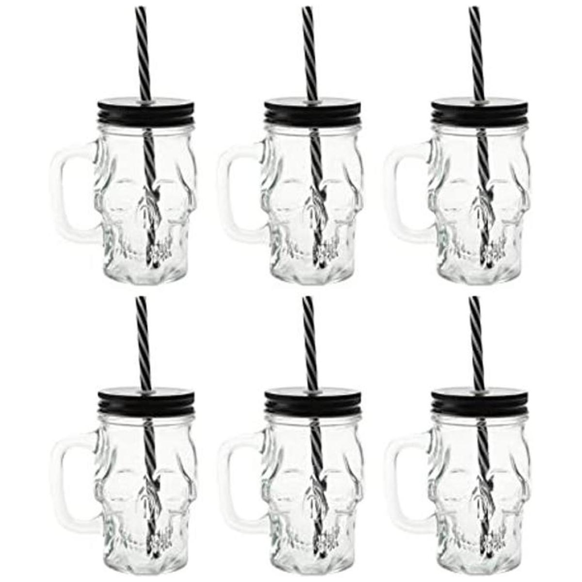 TOPZEA Paquete de 6 tarros de vidrio Mason con asa tazas