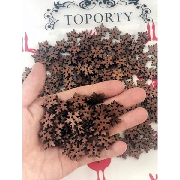 TOPORTY 200 botones de copos de nieve de madera para