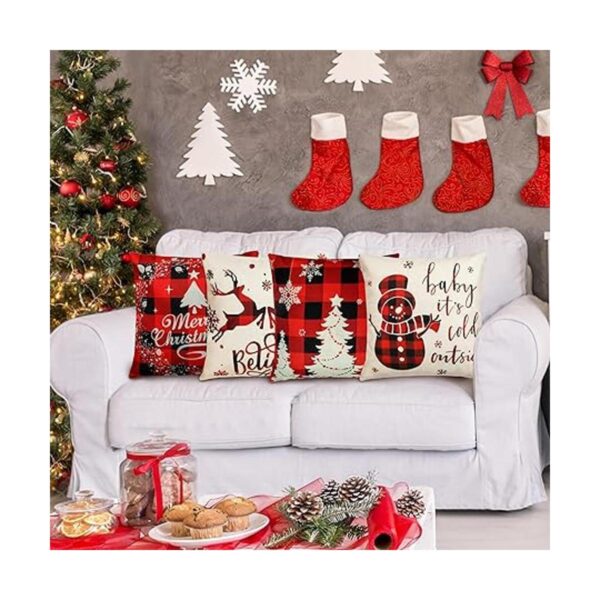 Juego de 4 fundas de almohada de Navidad de 18 x 18