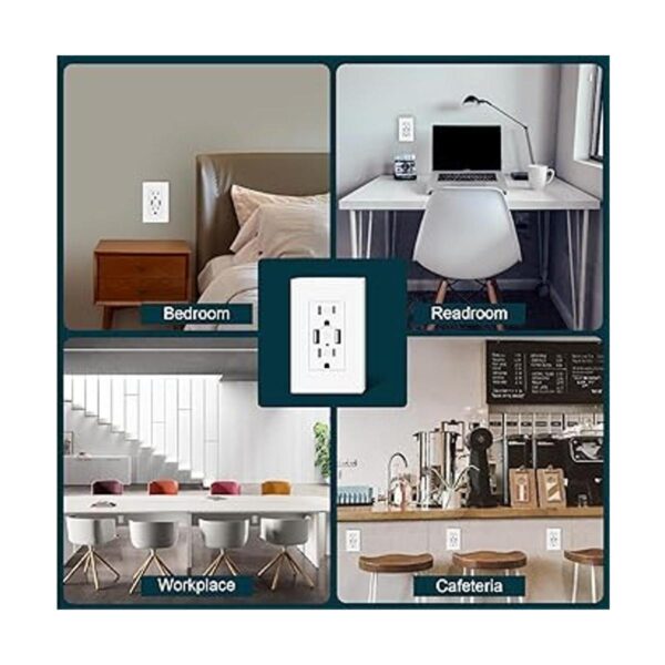 TOPELER Paquete de 2 tomas de pared USB puertos USB de_3