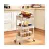 TOOLF Carrito rodante de 3 niveles con tabla de madera y_6