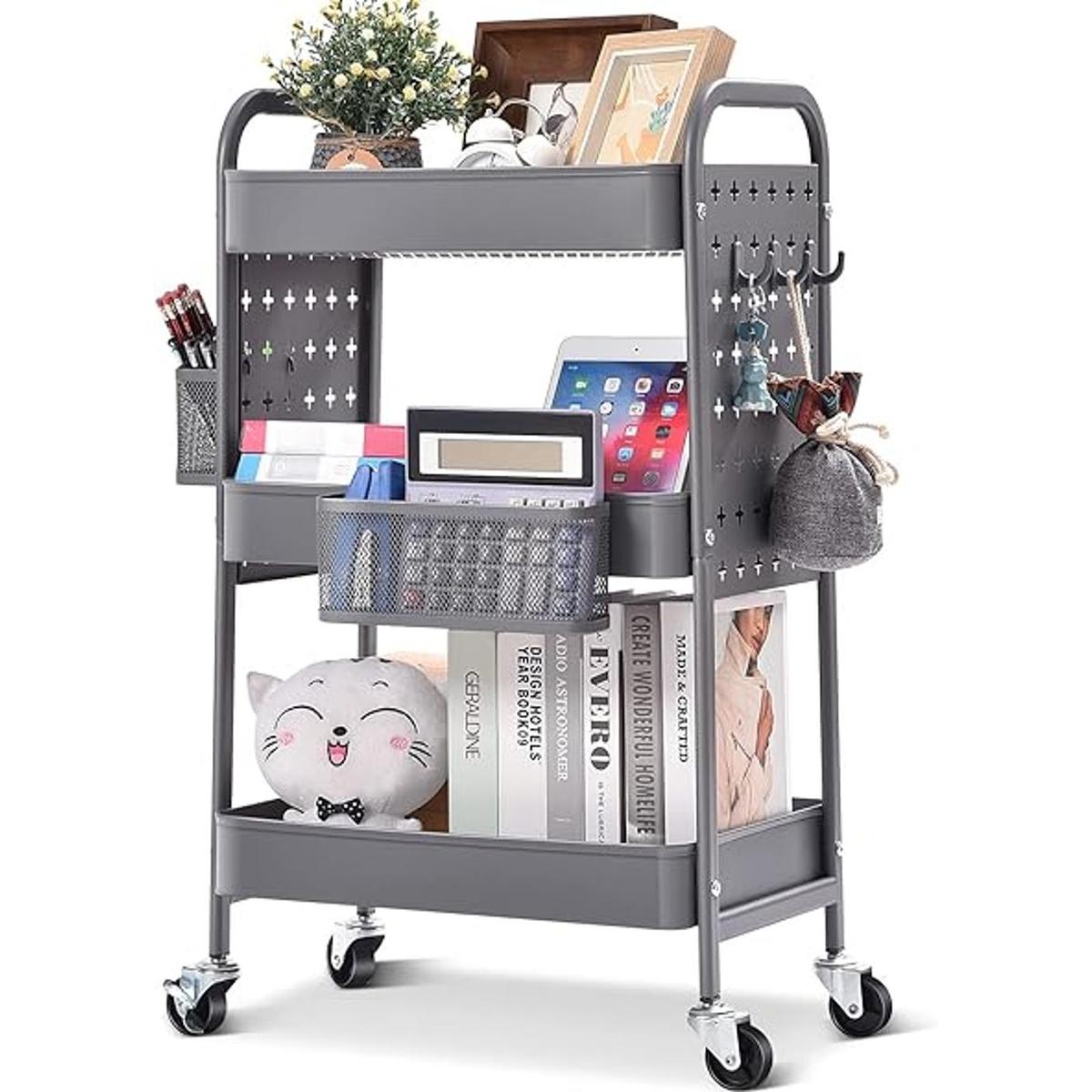 TOOLF Carrito rodante de 3 niveles carrito de