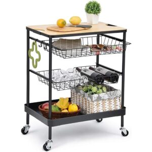 TOOLF Kitchen Island Carrito de servir con mesa de madera_1