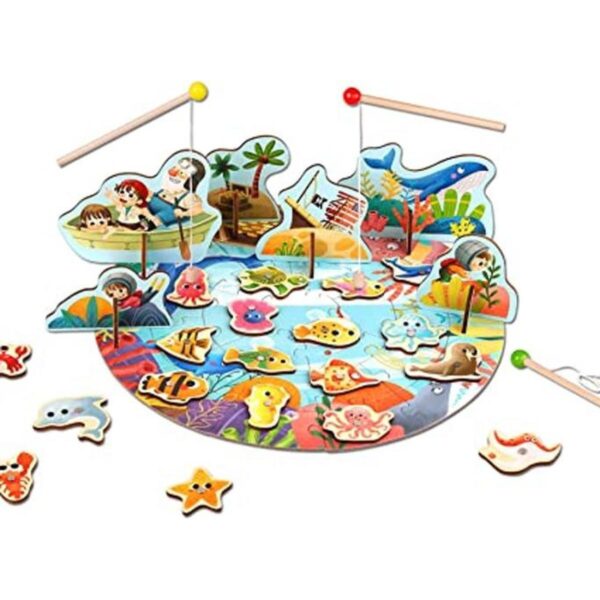 Tooky land Juego de pesca magnético de madera con