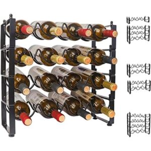 TONLEA Estante para vino de 4 niveles 3 en 1 16 botellas_1