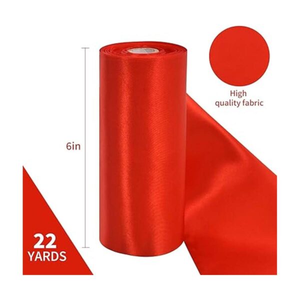 TONIFUL Cinta de satén roja de 6 pulgadas x 22 yardas de_2