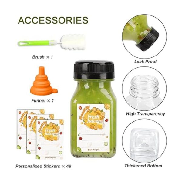 Tomnk 48 botellas de jugo de plástico de 4 onzas con tapas_3