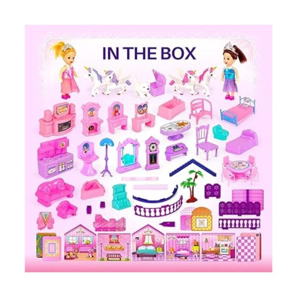 Casa de muñecas con princesas 4 unicornios y muñecas para