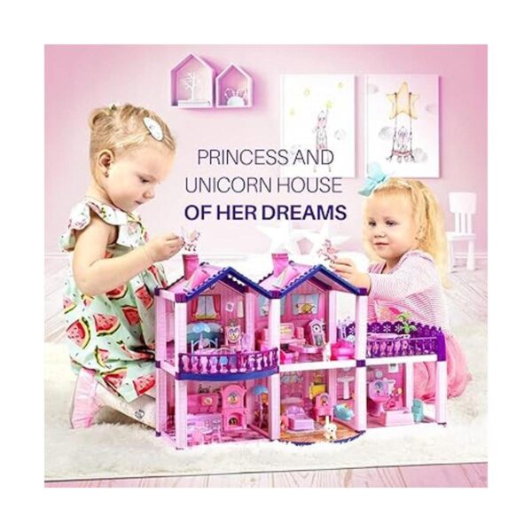 Casa de muñecas con princesas 4 unicornios y muñecas para