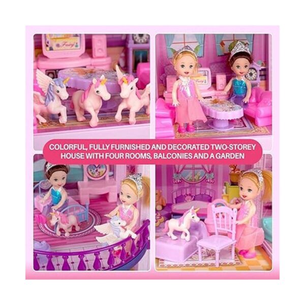 Casa de muñecas con princesas 4 unicornios y muñecas para