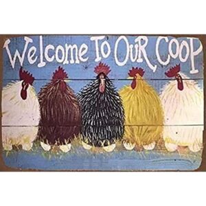 Placa de metal de pollo vintage Welcome To Our Coop placa_1