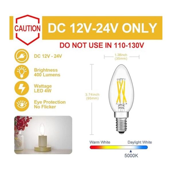 Bombilla LED de candelabro de 12 V equivalente a 40 W_2