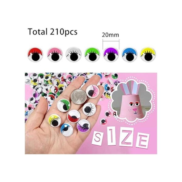 TOAOB 210pcs Plastic Googly Eyes with Eyelashes Wiggle