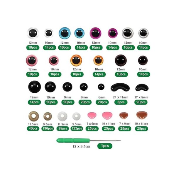 TOAOB Juego de 780 ojos de seguridad de plástico negro