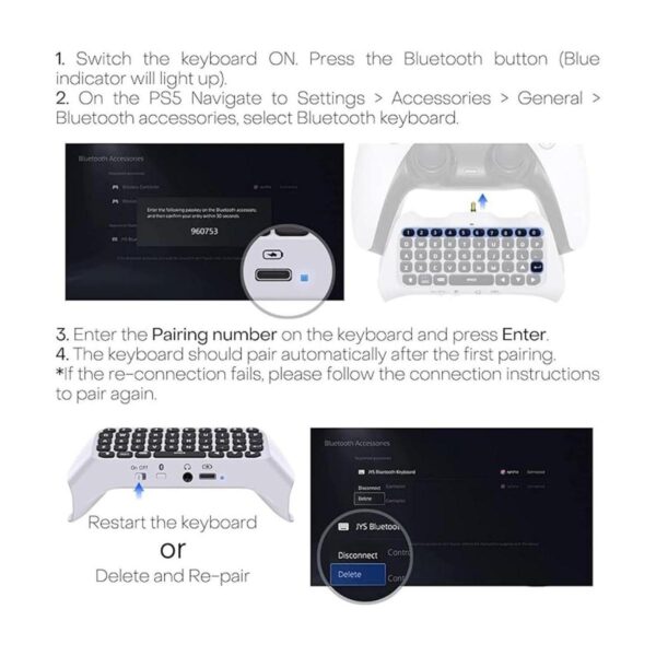 TNP Teclado controlador para PS5 Playstation 5 controlador