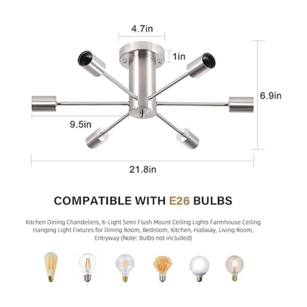 TMMAYSUN Candelabros de cocina y comedor 6 luces de techo_4