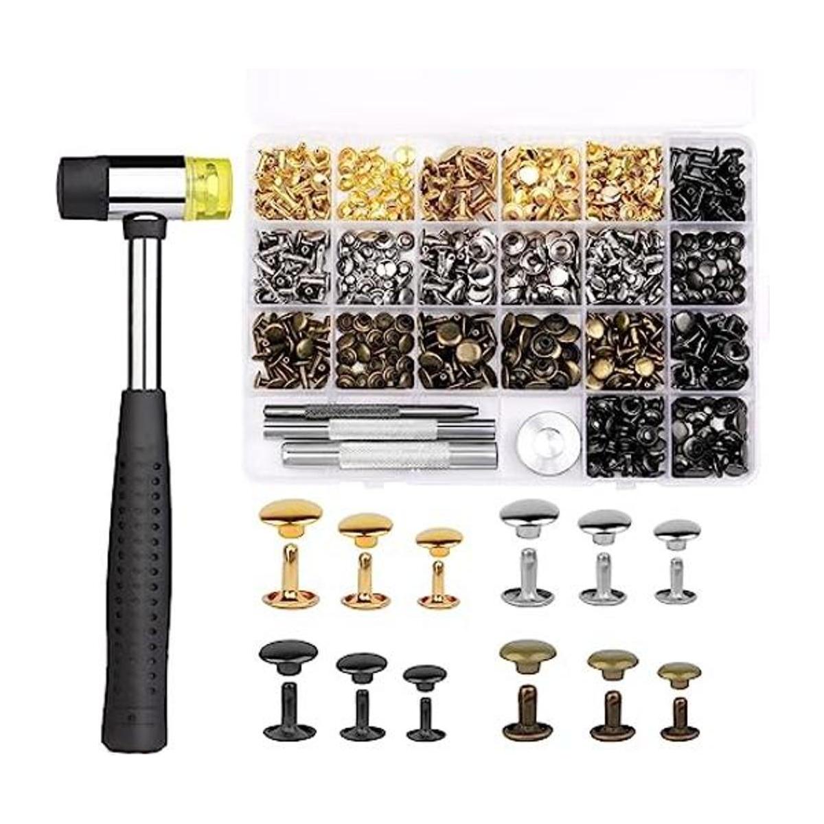 TLKKUE 240 Set Rivets for Leather 3 Sizes Double Cap