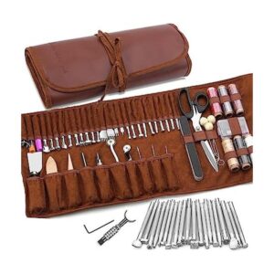 TLKKUE Herramientas de cuero para manualidades kit de_1