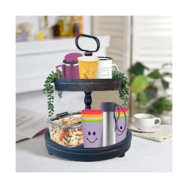 DECORIO Bandeja decorativa negra de dos niveles_4