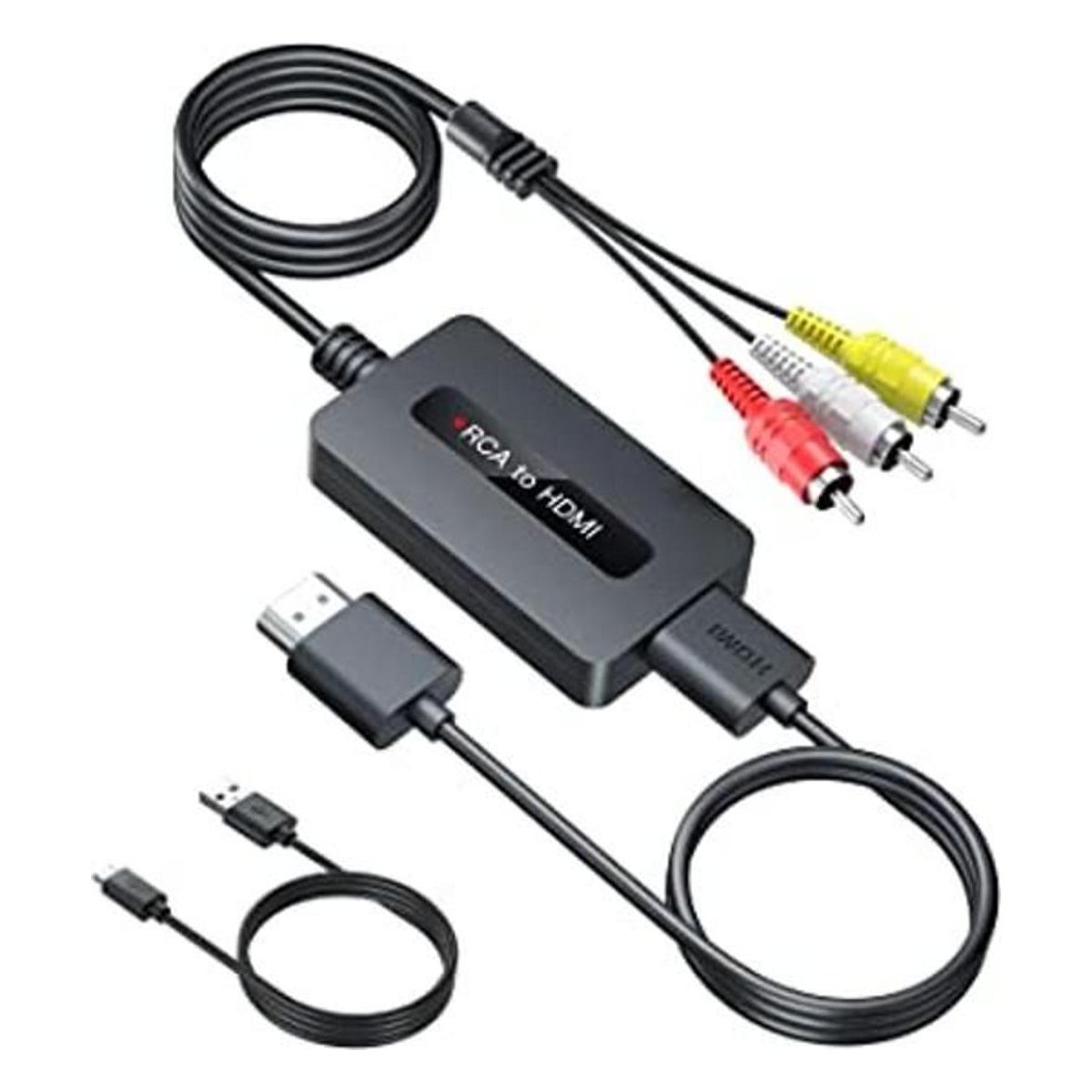 Convertidor de cable macho RCA a HDMI con cables HDMI y