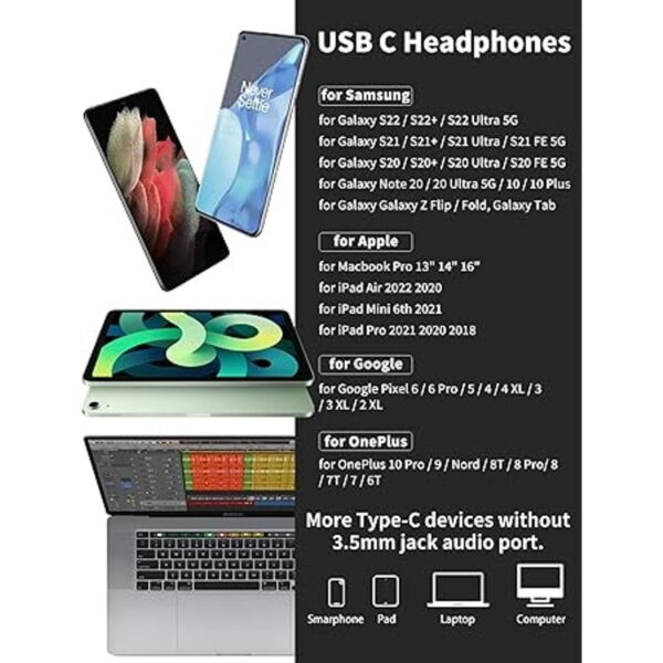 TITACUTE Auriculares USB C para Samsung S21 S20 FE S22 A53_4