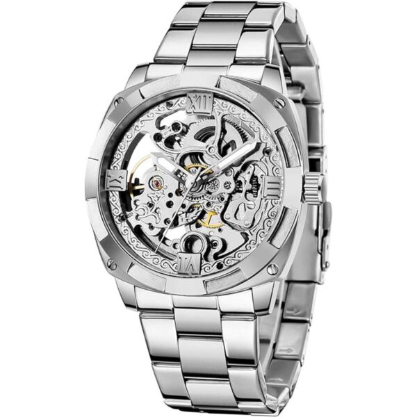 TIONG Reloj mecánico para hombre reloj de esqueleto_1