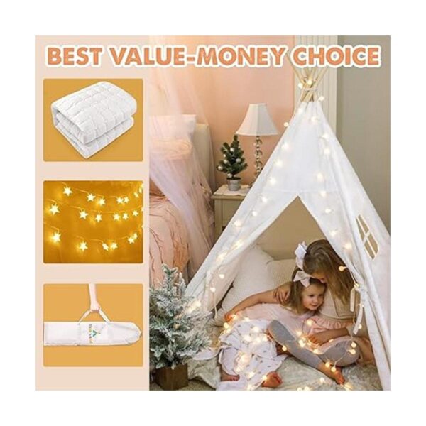 Tienda tipi de lona blanca para juegos infantiles con_2