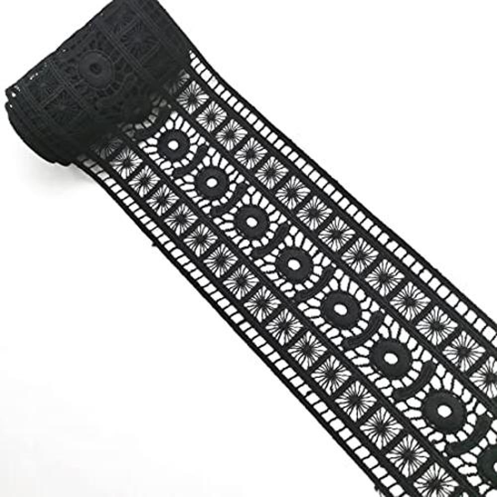 TINWIN Cinta de encaje multicolor vintage y grueso bordado