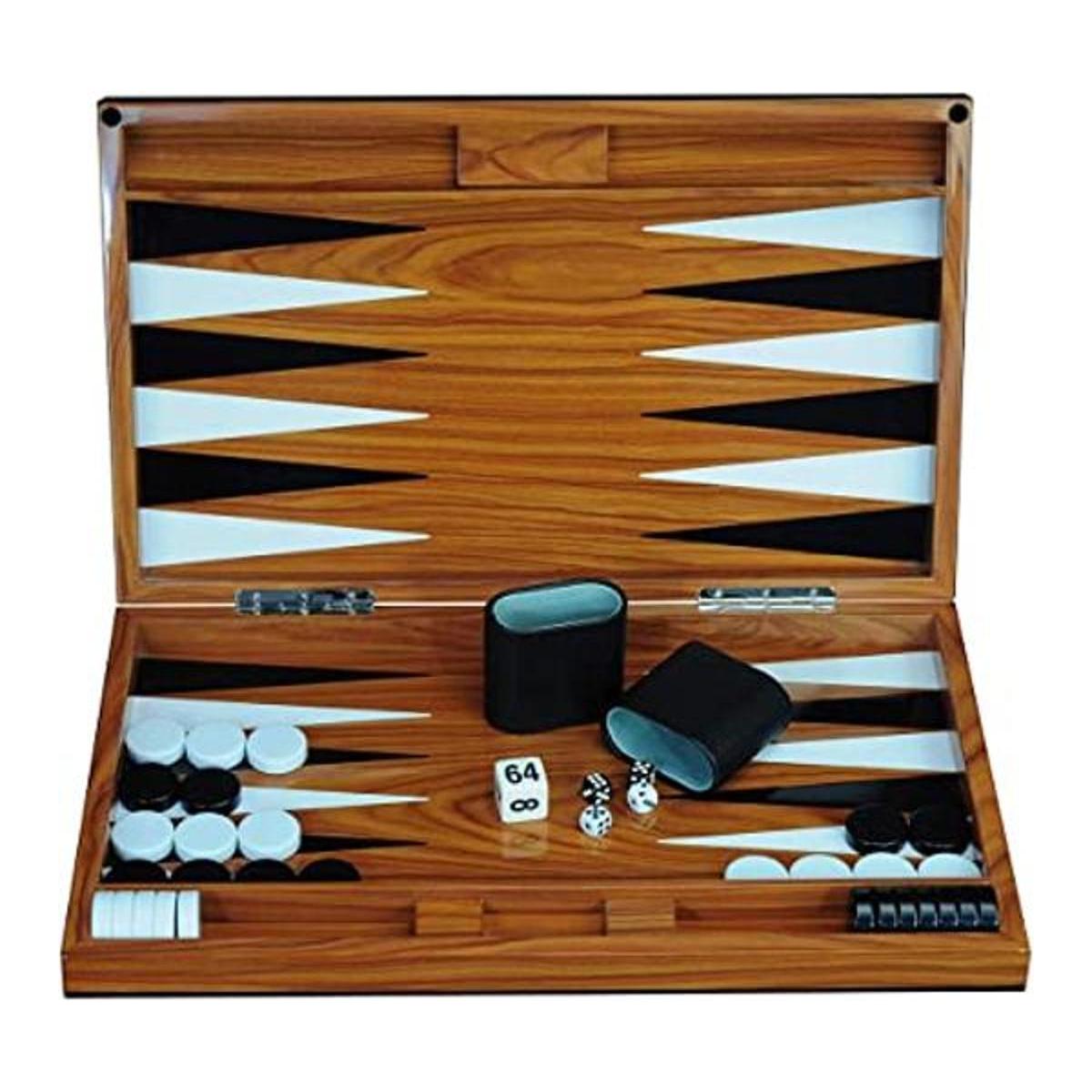 Juego de tablero de Backgammon de madera lacada de 18.0 in