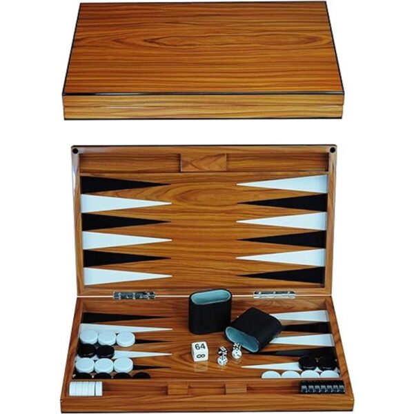 Juego de tablero de Backgammon de madera lacada de 18.0 in_2