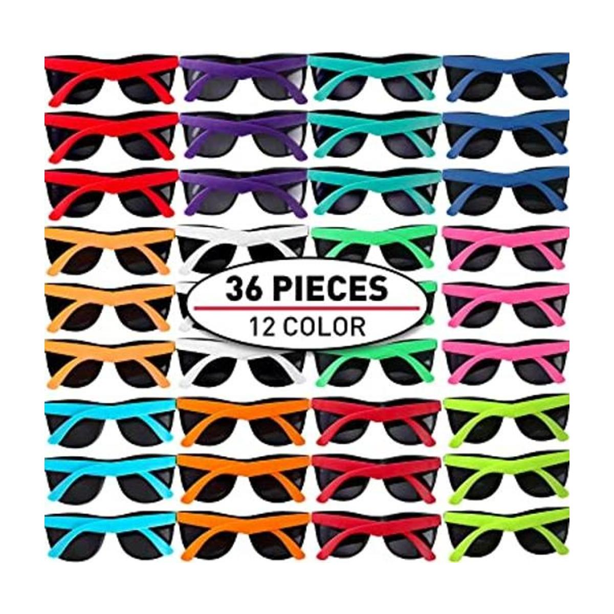 Paquete de 36 lentes de sol de neón para fiesta de 12
