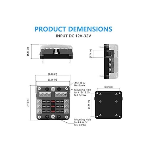 Caja de fusibles de 6 vías de 12 V bloque de fusibles de_2