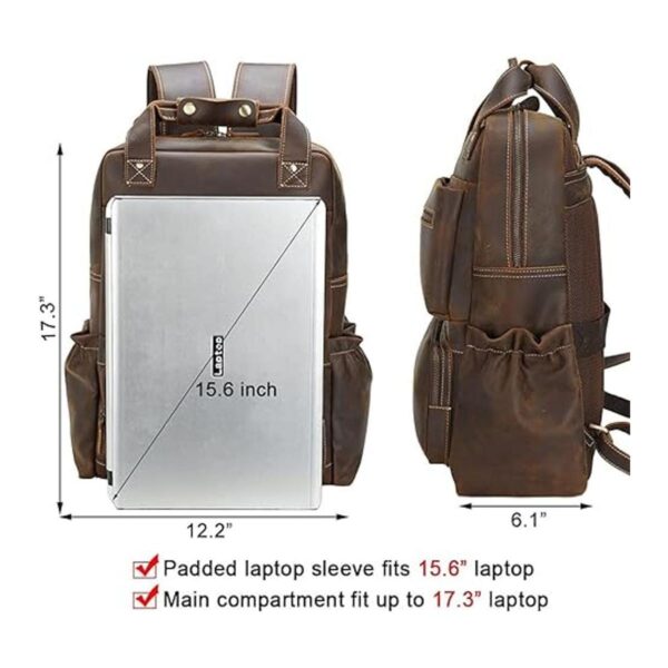 TIDING Mochila de piel auténtica para hombre de 17.3_5