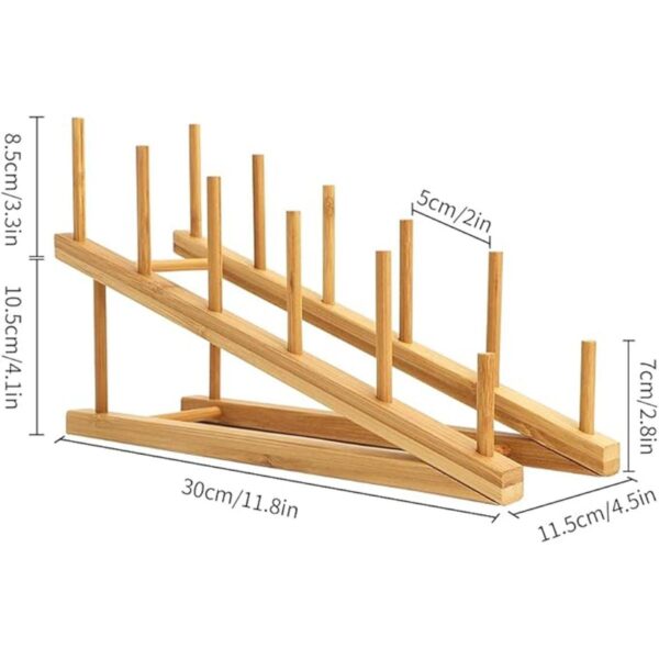 TIEDailyNec 2 estantes de madera para platos de bambú para_2