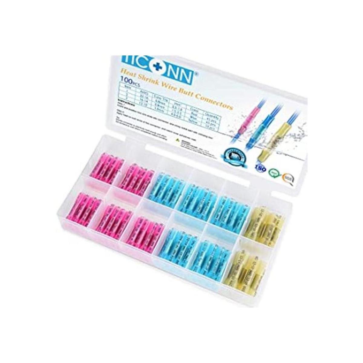 TICONN Kit de 100 conectores termorretráctiles a prueba de