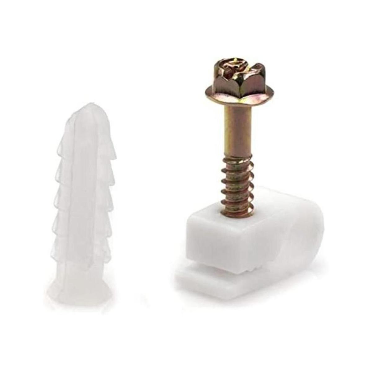 Anclajes cónicos de plástico acanalado y clips de tornillo