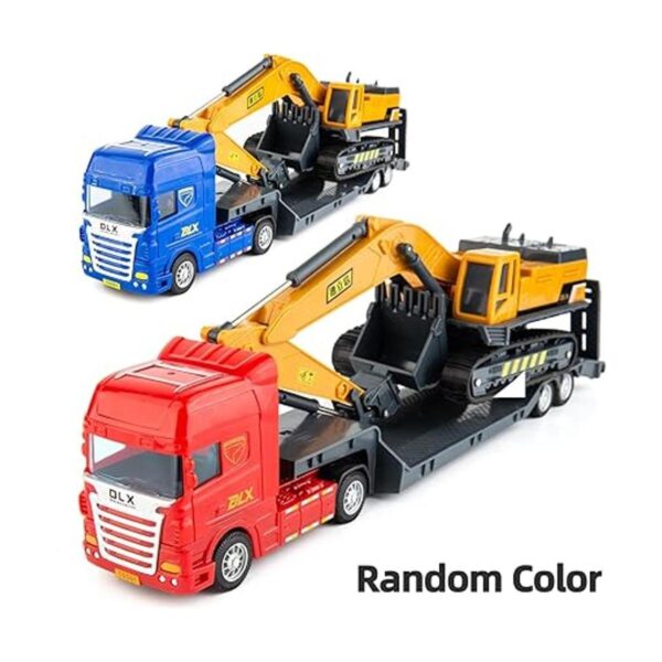 Juguete de camión plano con tractor excavador camiones de_2