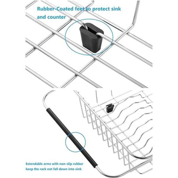 TESOT Estante ajustable para platos sobre el fregadero de