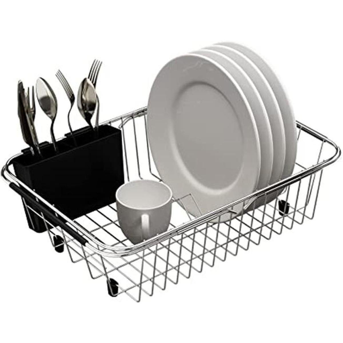 TESOT Estante ajustable para platos sobre el fregadero de