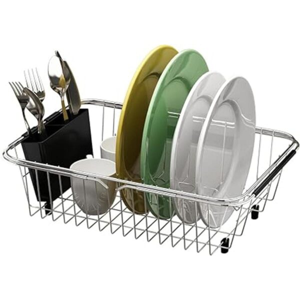 TESOT Estante ajustable para platos sobre el fregadero de