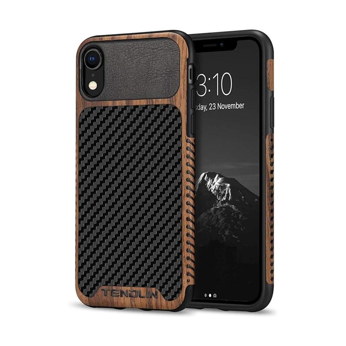 TENDLIN Funda compatible con iPhone XR de grano de madera
