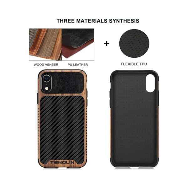 TENDLIN Funda compatible con iPhone XR de grano de madera_2