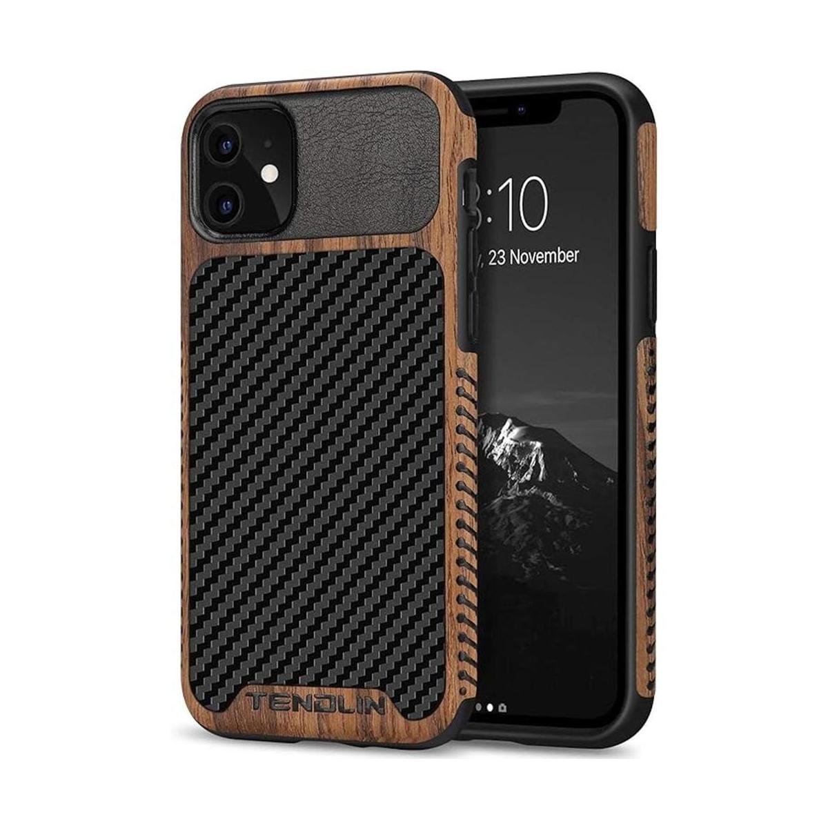 TENDLIN Funda compatible con iPhone 11 de grano de madera