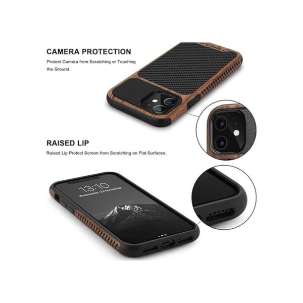 TENDLIN Funda compatible con iPhone 11 de grano de madera_4