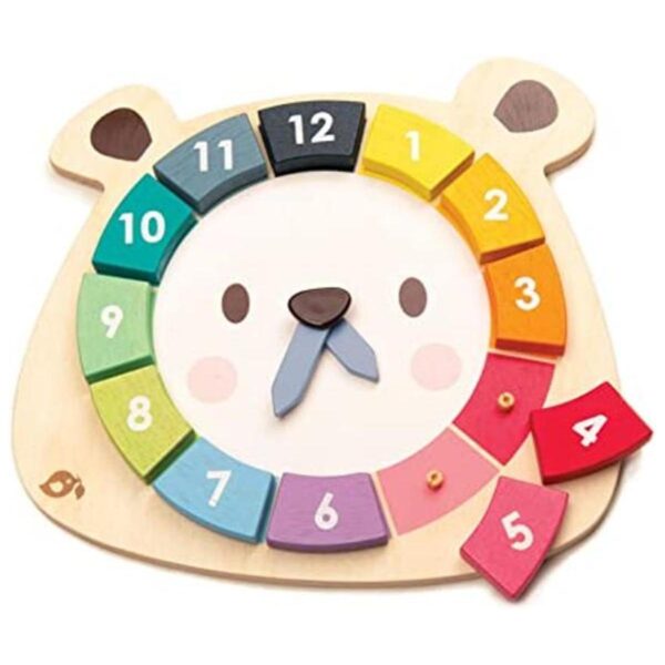 Tender Leaf Toys Reloj de 12 piezas de colores de oso_1