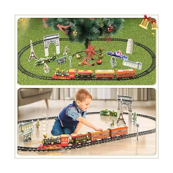 TEMI Juego de tren con motor de locomotora de vapor coche_6