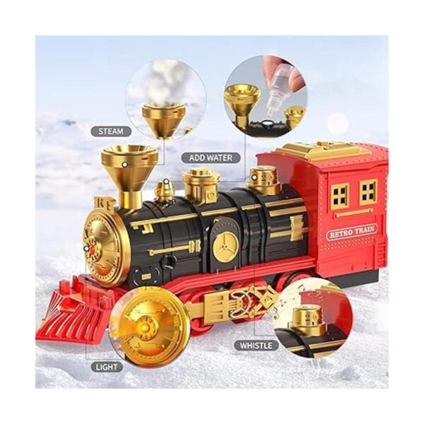 TEMI Juego de tren con motor de locomotora de vapor coche_2